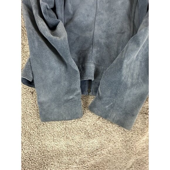 Valerie Stevens 100% Leather Suede Jacket Blue Large - Picture 8 of 14